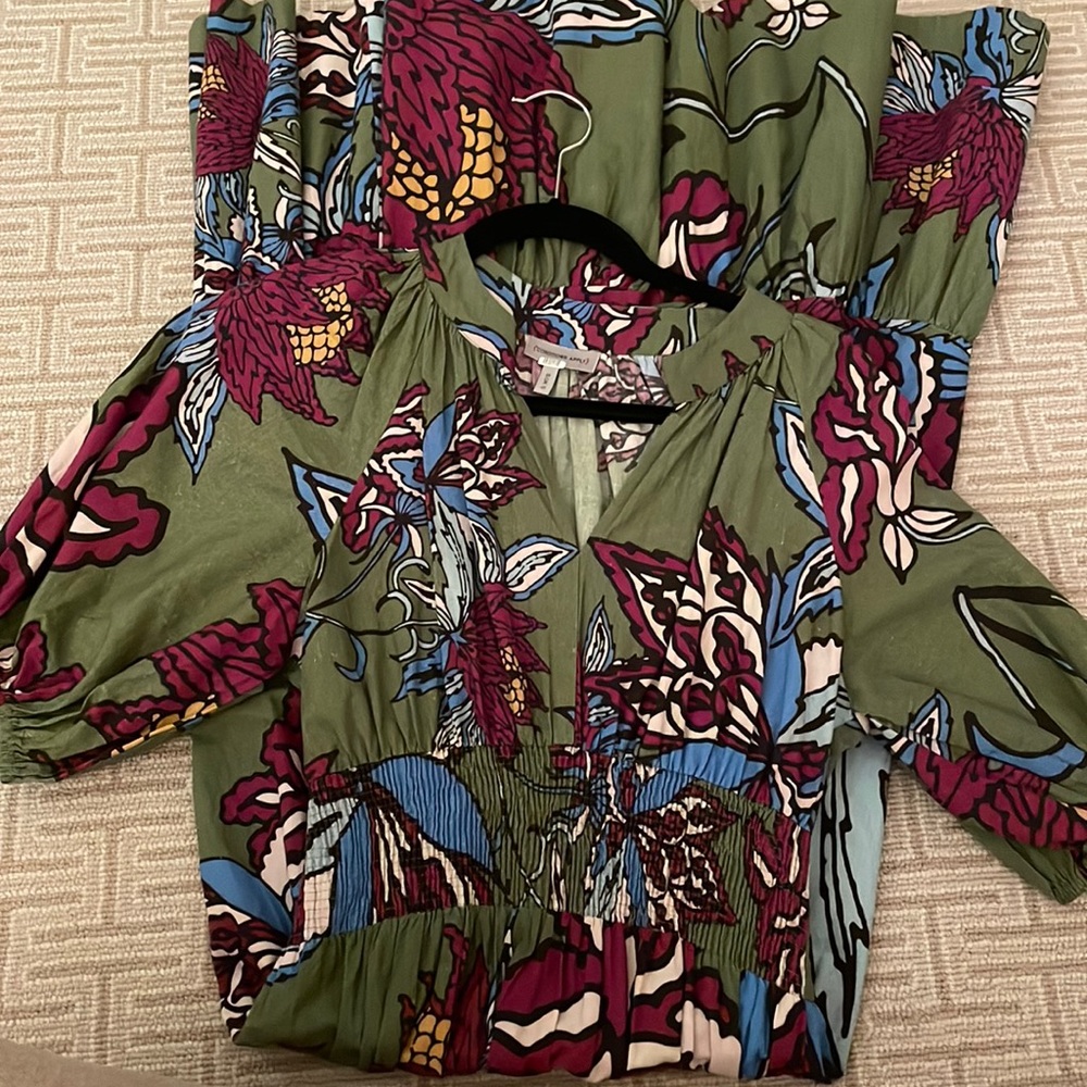 Conditions apply floral maxi dress with puff sleeves